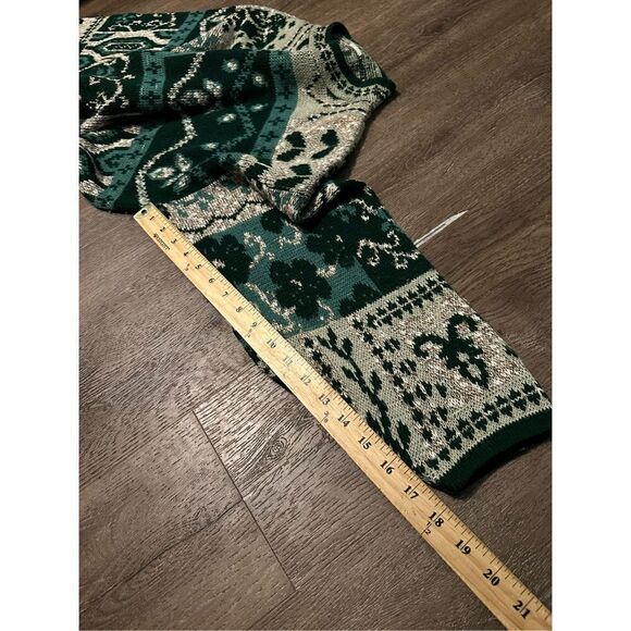 Vintage Carriage Court Womens Green Clover Abstract Knit Sweater Size L - Picture 9 of 9